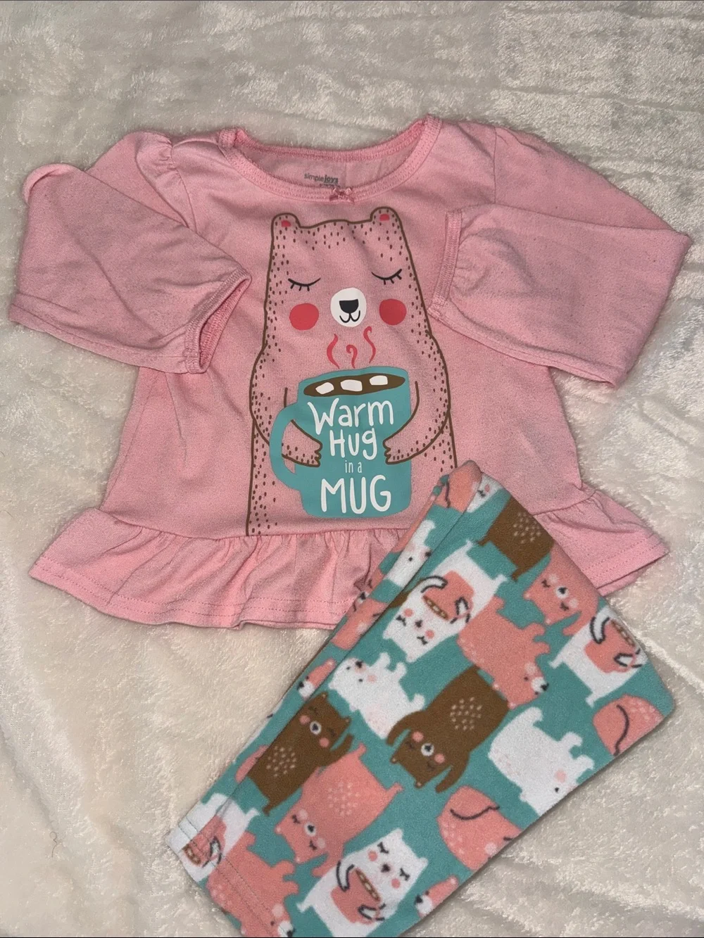 Toddler Pink 'Warm Hug in a Mug' Two-Piece Pajama Set